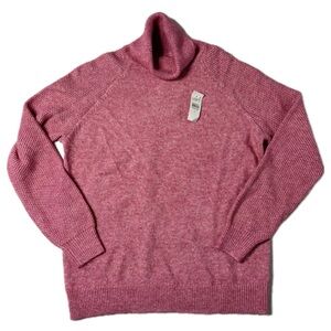 NWT Ann Taylor Loft Dusty Rose Pink Woven Knit Turtle Neck Sweater Size Medium